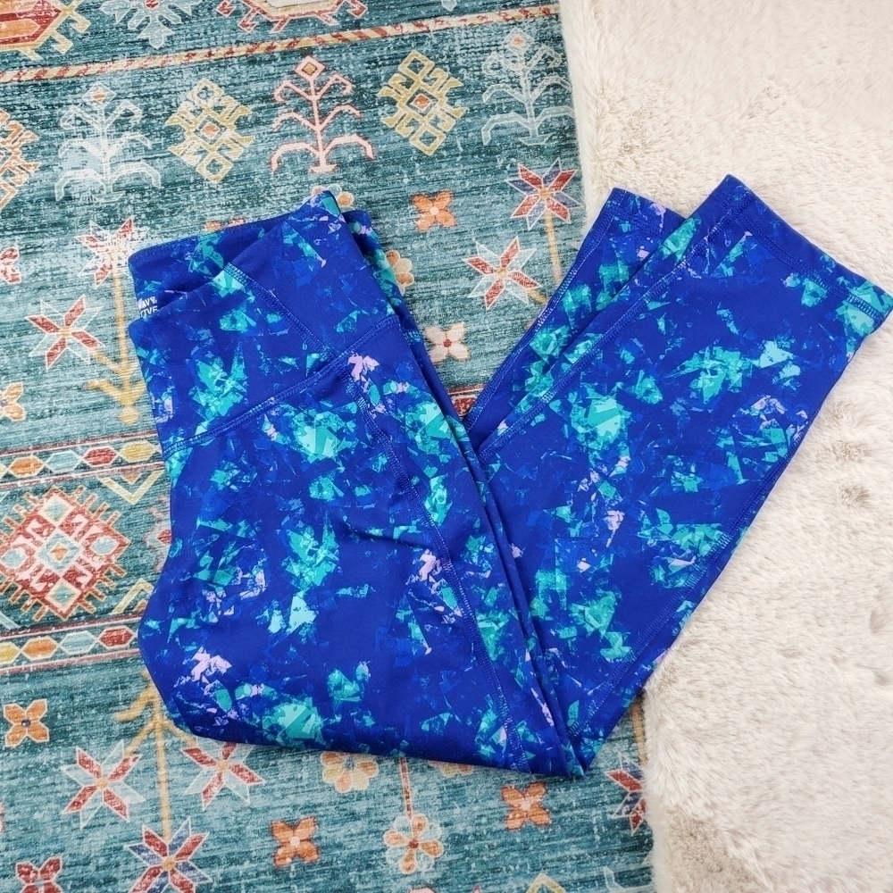 Old Navy Active Blue Multicolor Print Crop Legging Small